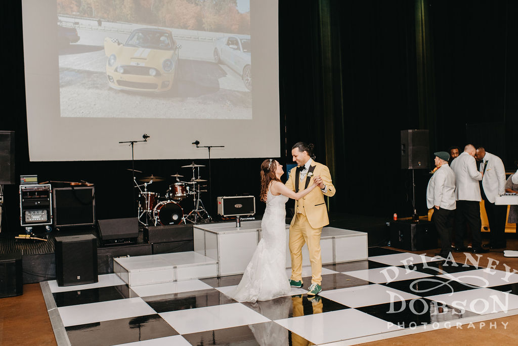 Crossing the finish line this winning couple got married at an