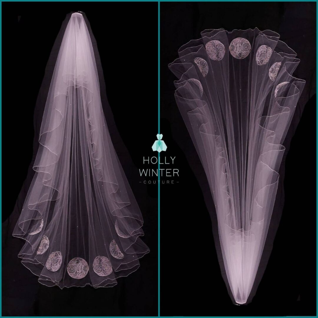 Moon phase chapel-length wedding veil