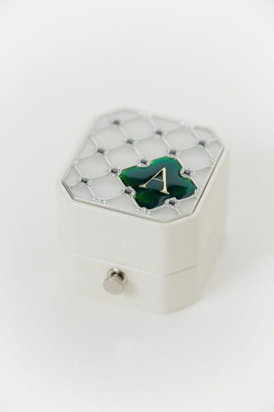 Leather Engagement Ring Box with Initial