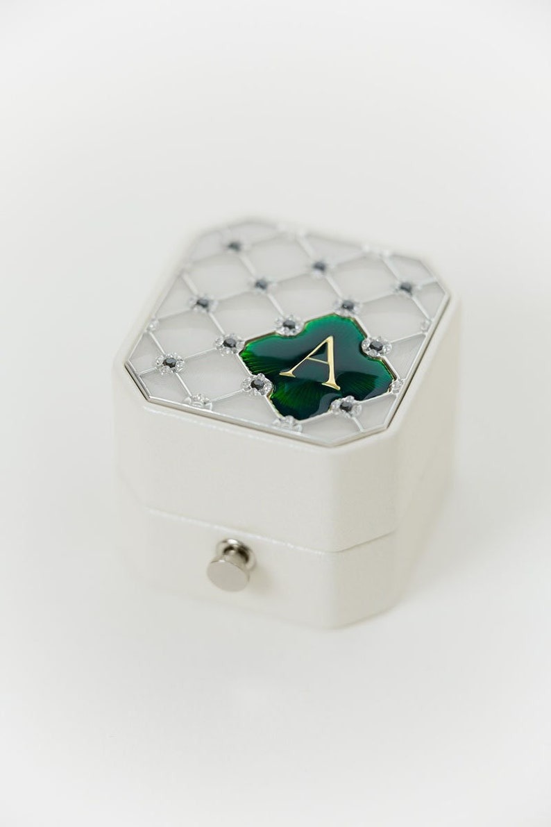 Leather Engagement Ring Box with Initial
