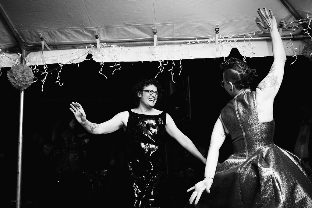 groom black wedding dress DIY backyard wedding Adrienne Catanese Photography3 alternative wedding ideas from Offbeat Wed (formerly Offbeat Bride)