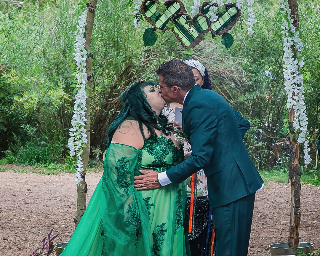 green wedding dress camping wedding Broken Glass Photography17