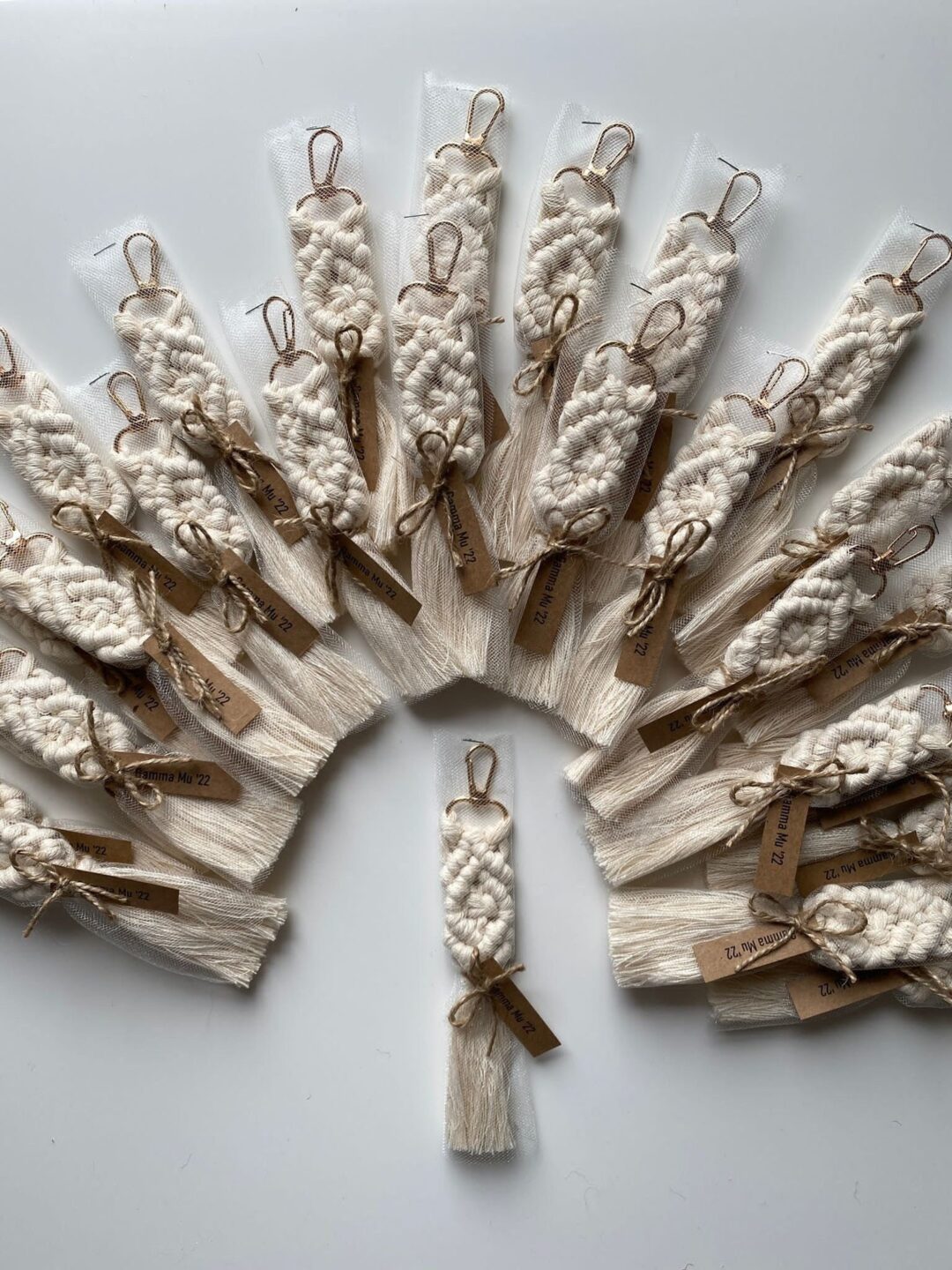Boho macrame keychain wedding favors