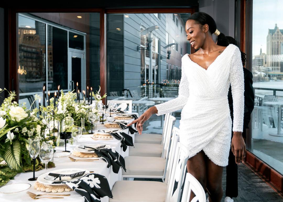 black and white rehearsal dinner Veronica Rose Planning15 - This black and white wedding rehearsal dinner inspo went hard black and white rehearsal dinner Veronica Rose Planning15