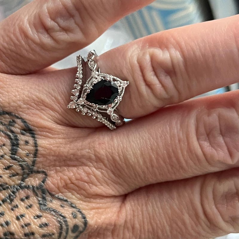Vintage black onyx engagement ring