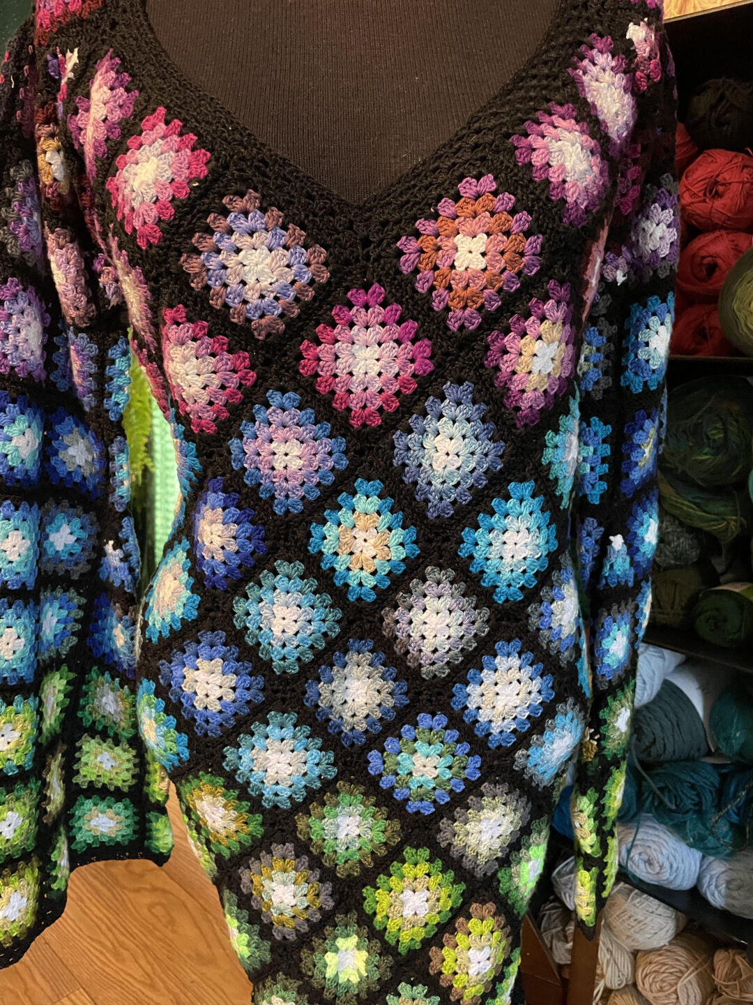 Rainbow embroidery floss dress on offbeat wed 1