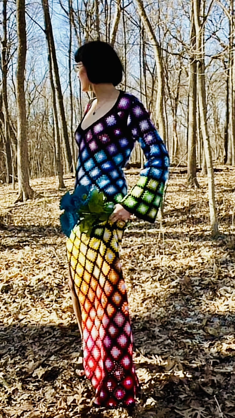Rainbow embroidery floss dress on offbeat wed 4