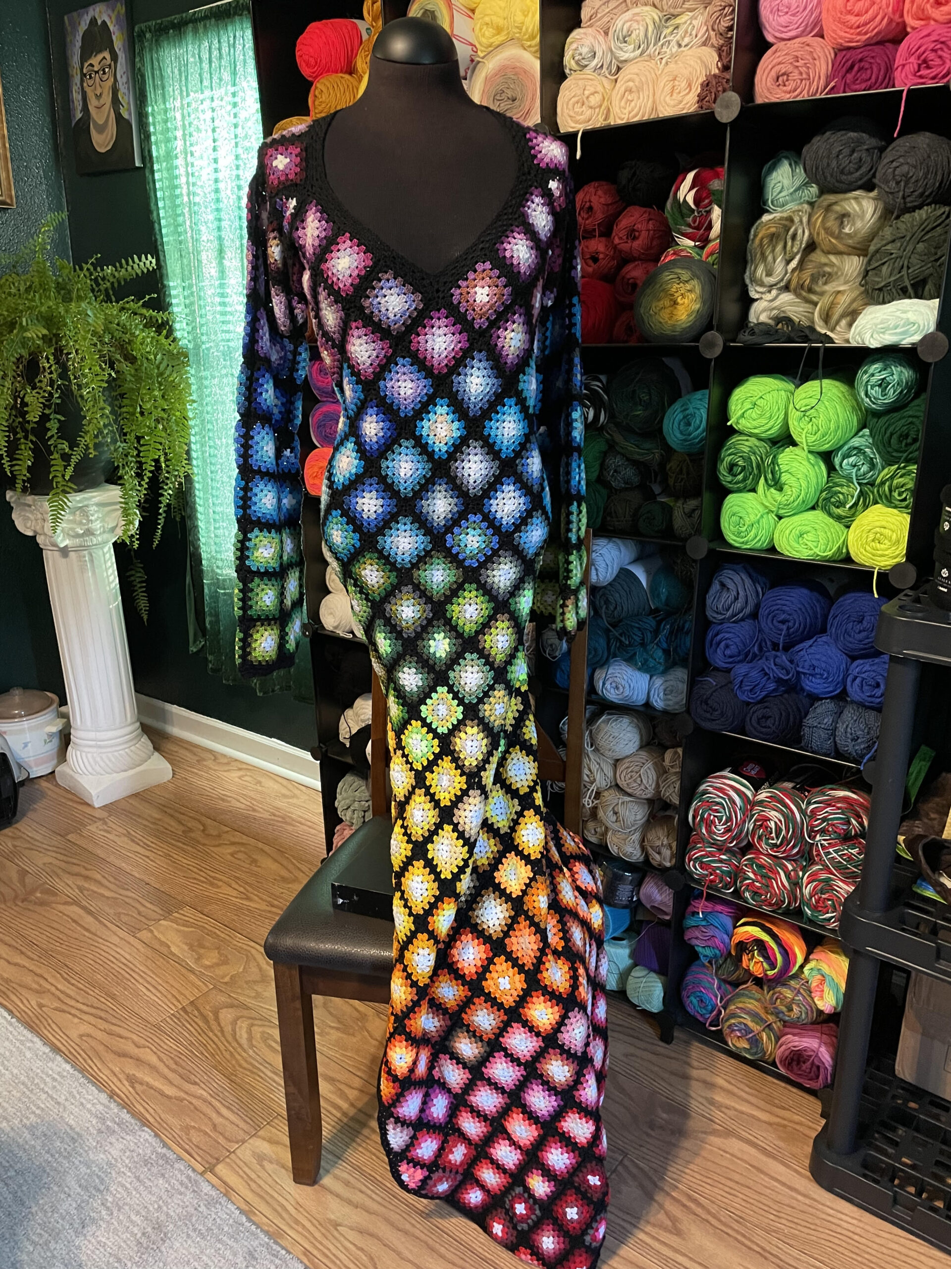 Rainbow embroidery floss dress on offbeat wed 6 scaled
