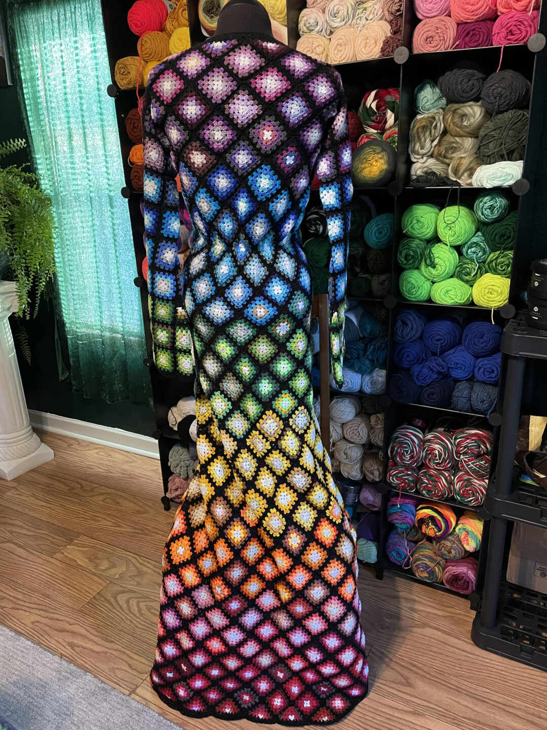 Rainbow embroidery floss dress on offbeat wed 7
