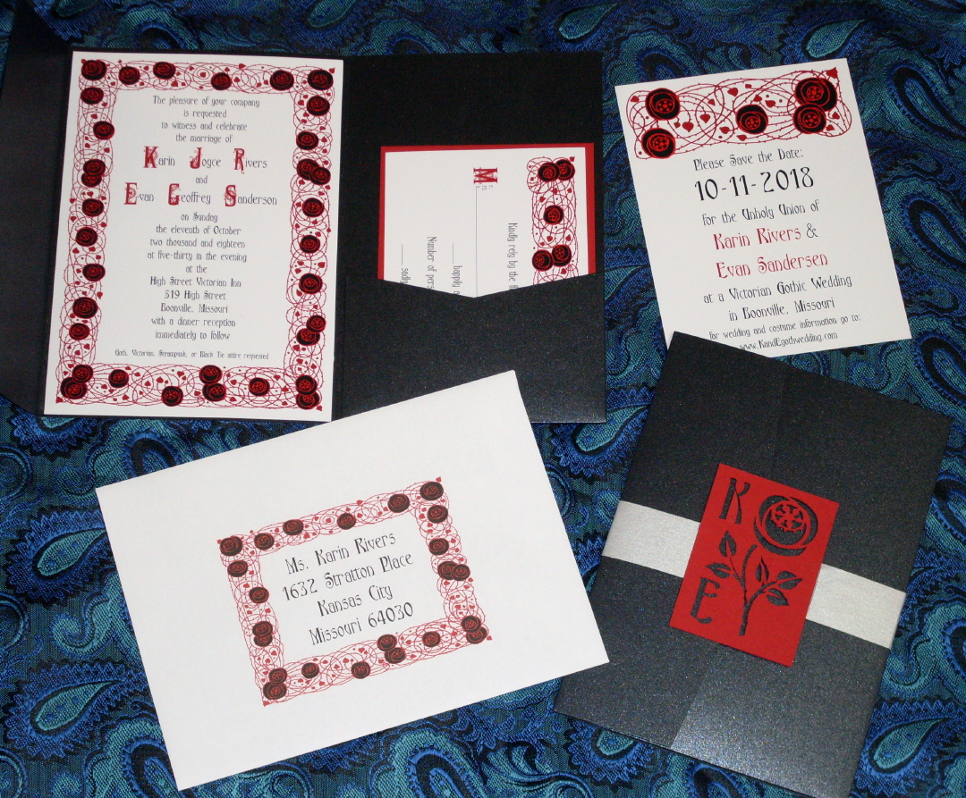 Black Roses Gothic Wedding Invitation Suite
