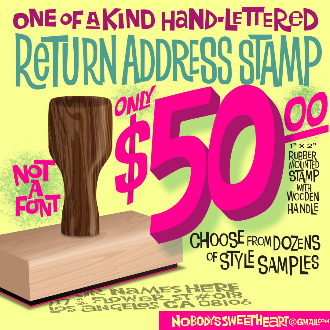 One-of-A-Kind Hand-Lettered Return Address Stamp for $50